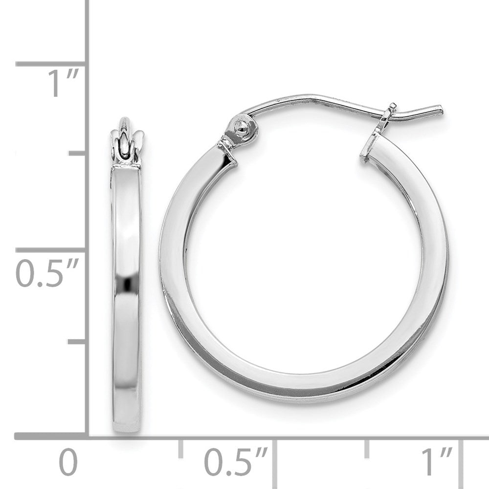 Sterling Silver Rhodium-plated 2x20mm Square Tube Hoop Earrings