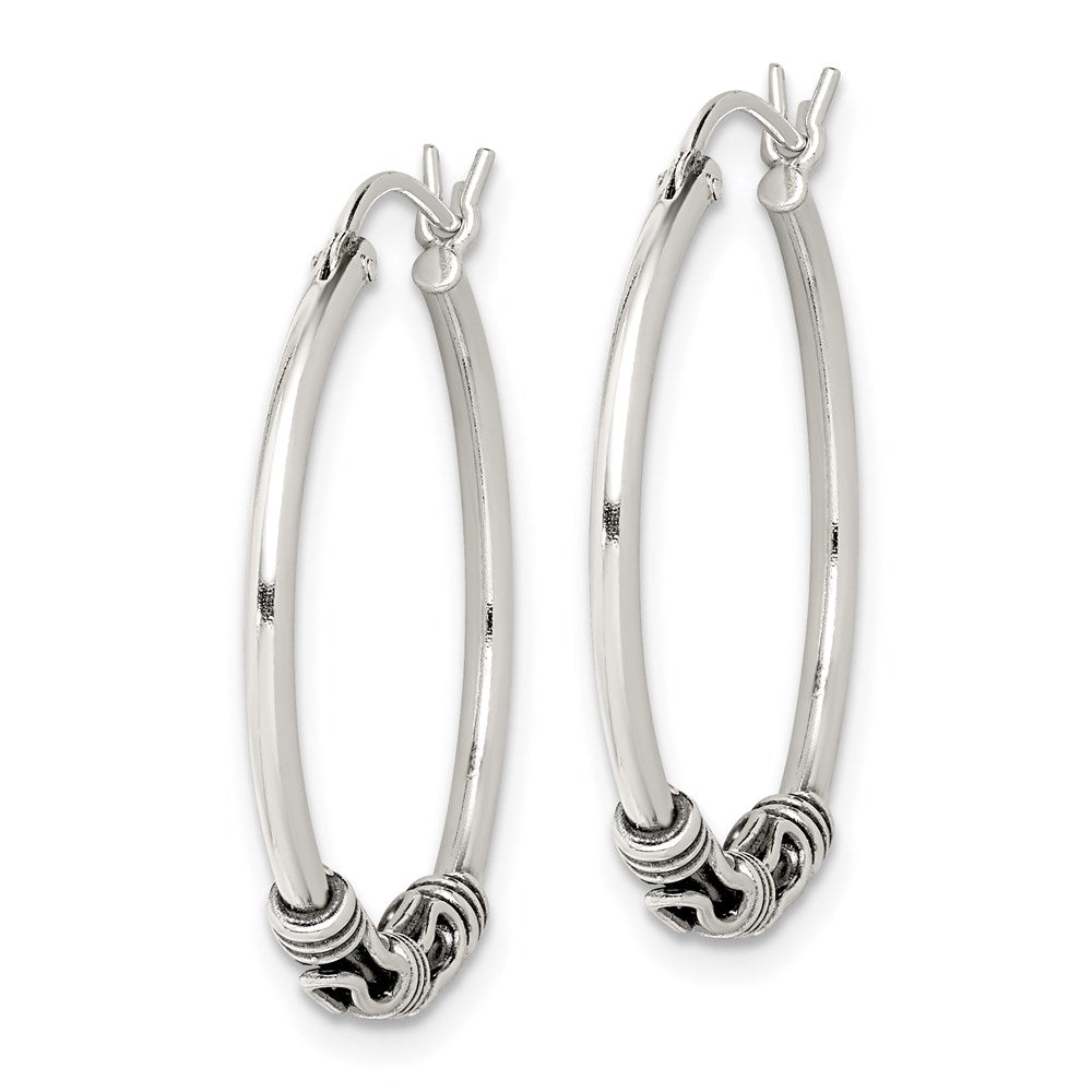 Sterling Silver Antiqued Hoop Earrings