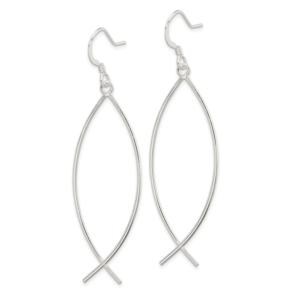 Sterling Silver Polished Ichthus Dangle Earrings