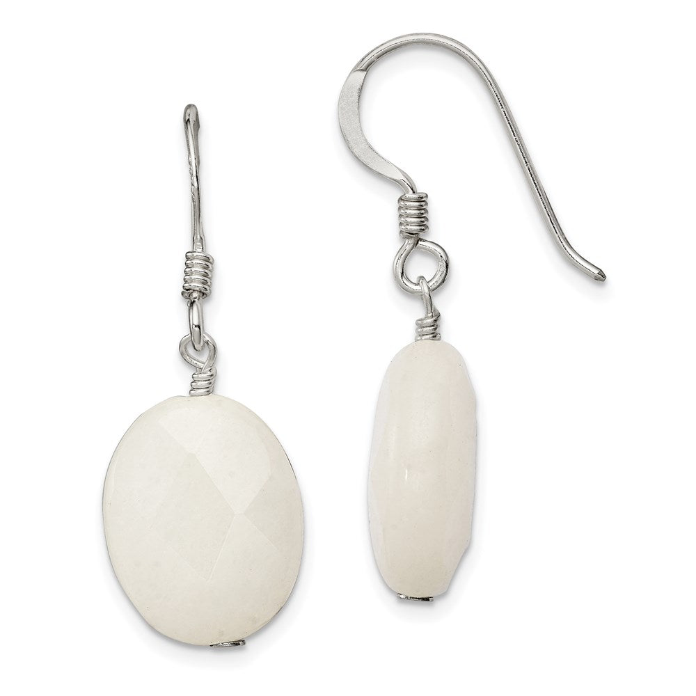 Sterling Silver White Jade Earrings