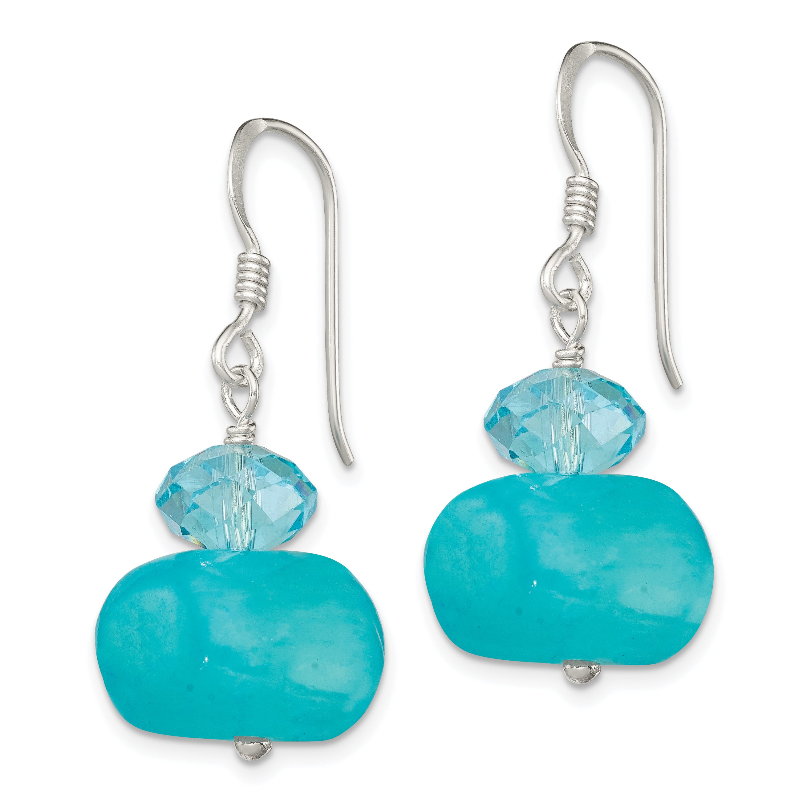 Sterling Silver Aquamarine Crystal and Blue Jade Earrings QE6083