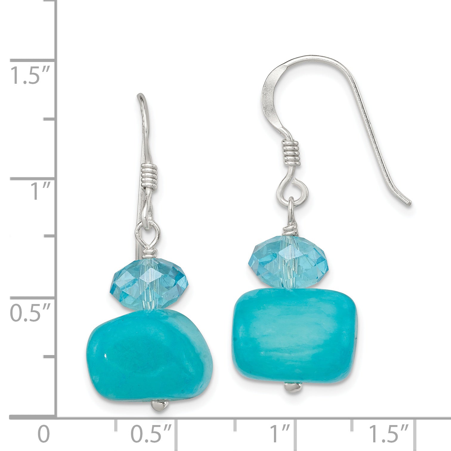 Sterling Silver Aquamarine Crystal and Blue Jade Earrings QE6083