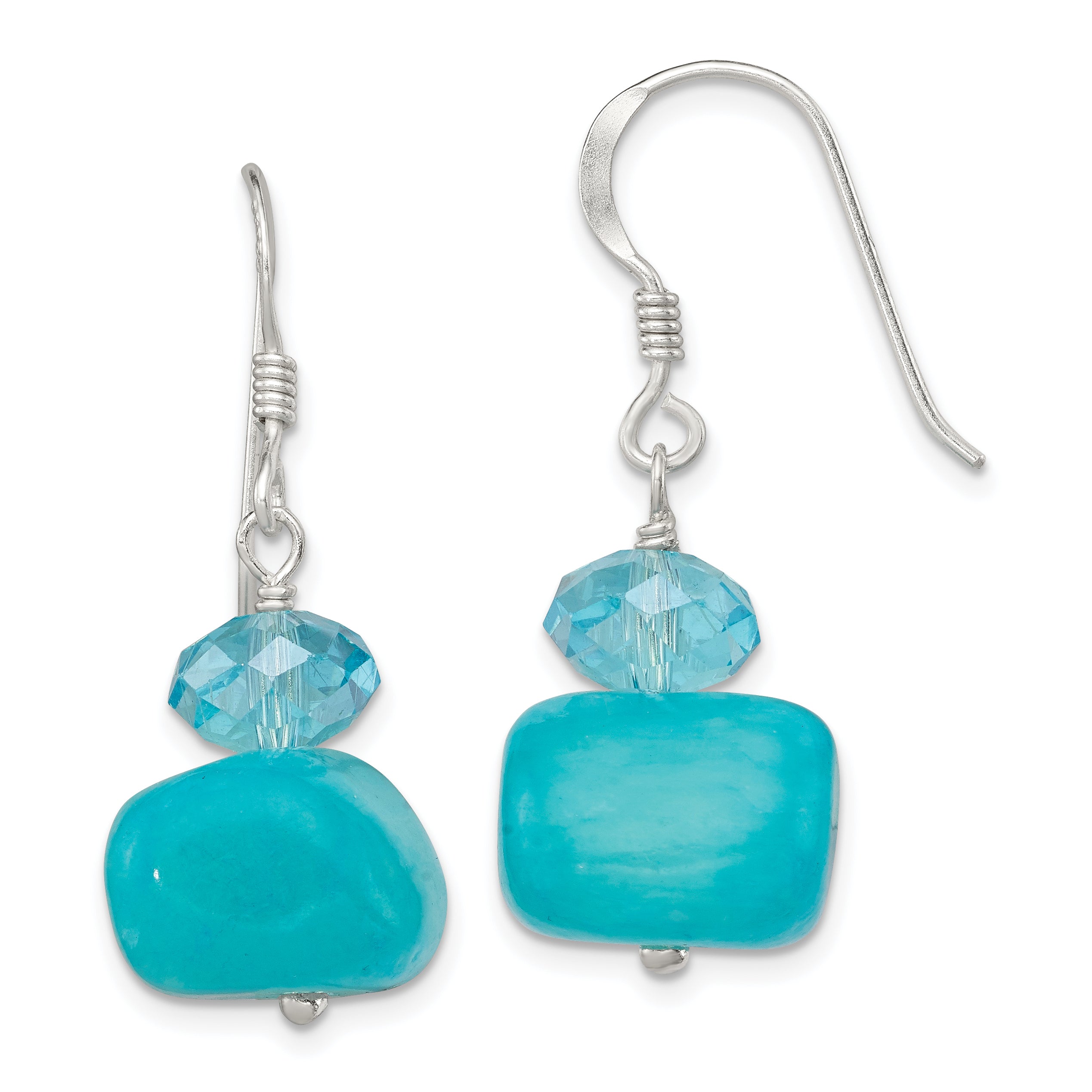 Sterling Silver Aquamarine Crystal and Blue Jade Earrings QE6083