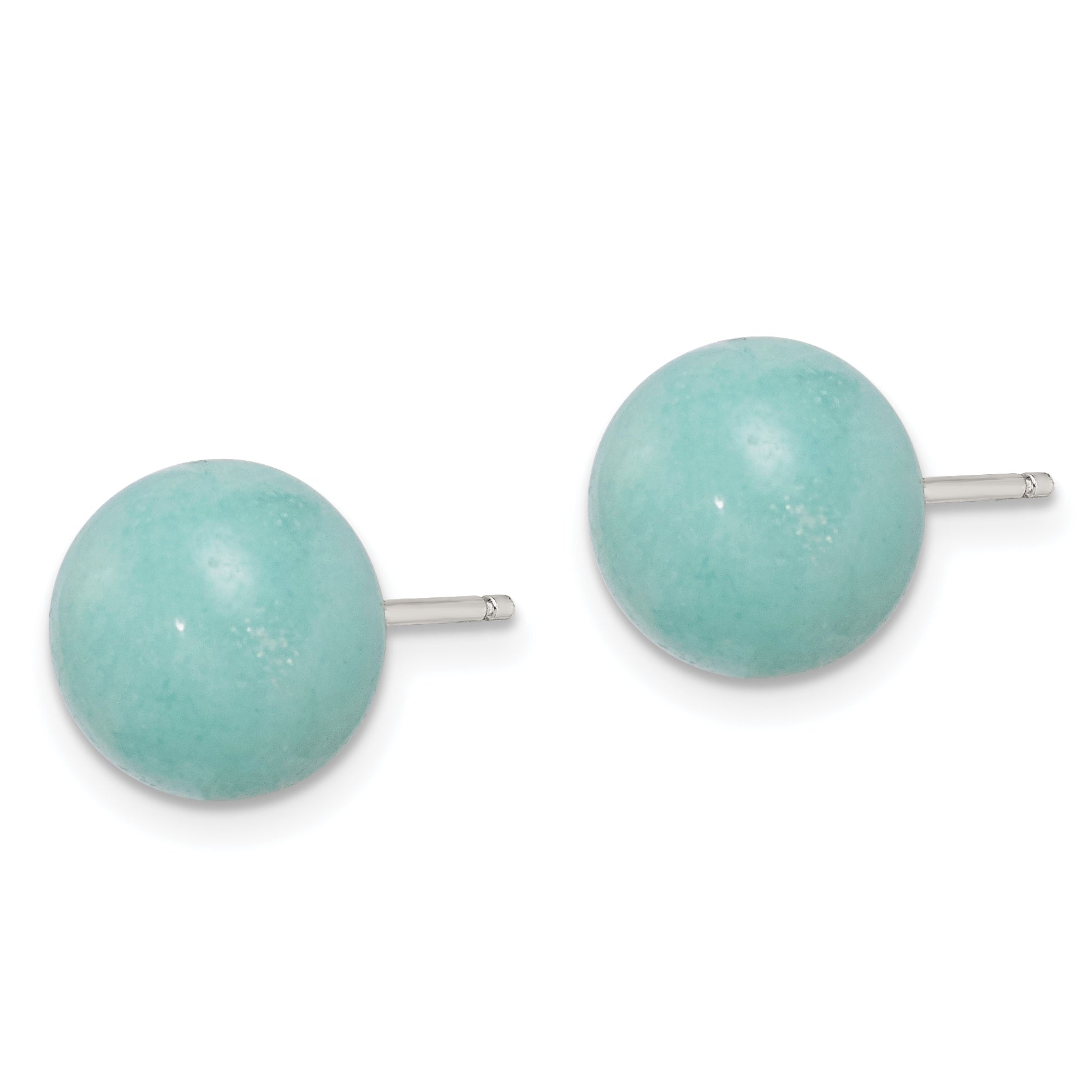 Sterling Silver 101mm Button Amazonite Post Earrings QE6392