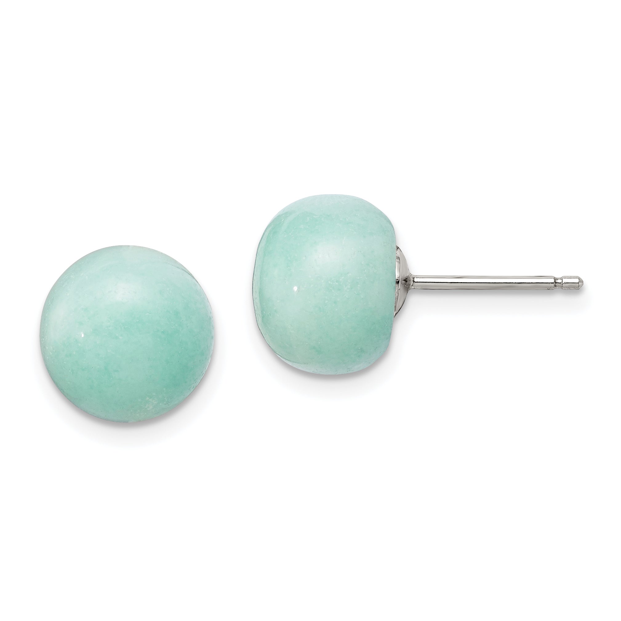 Sterling Silver 101mm Button Amazonite Post Earrings QE6392