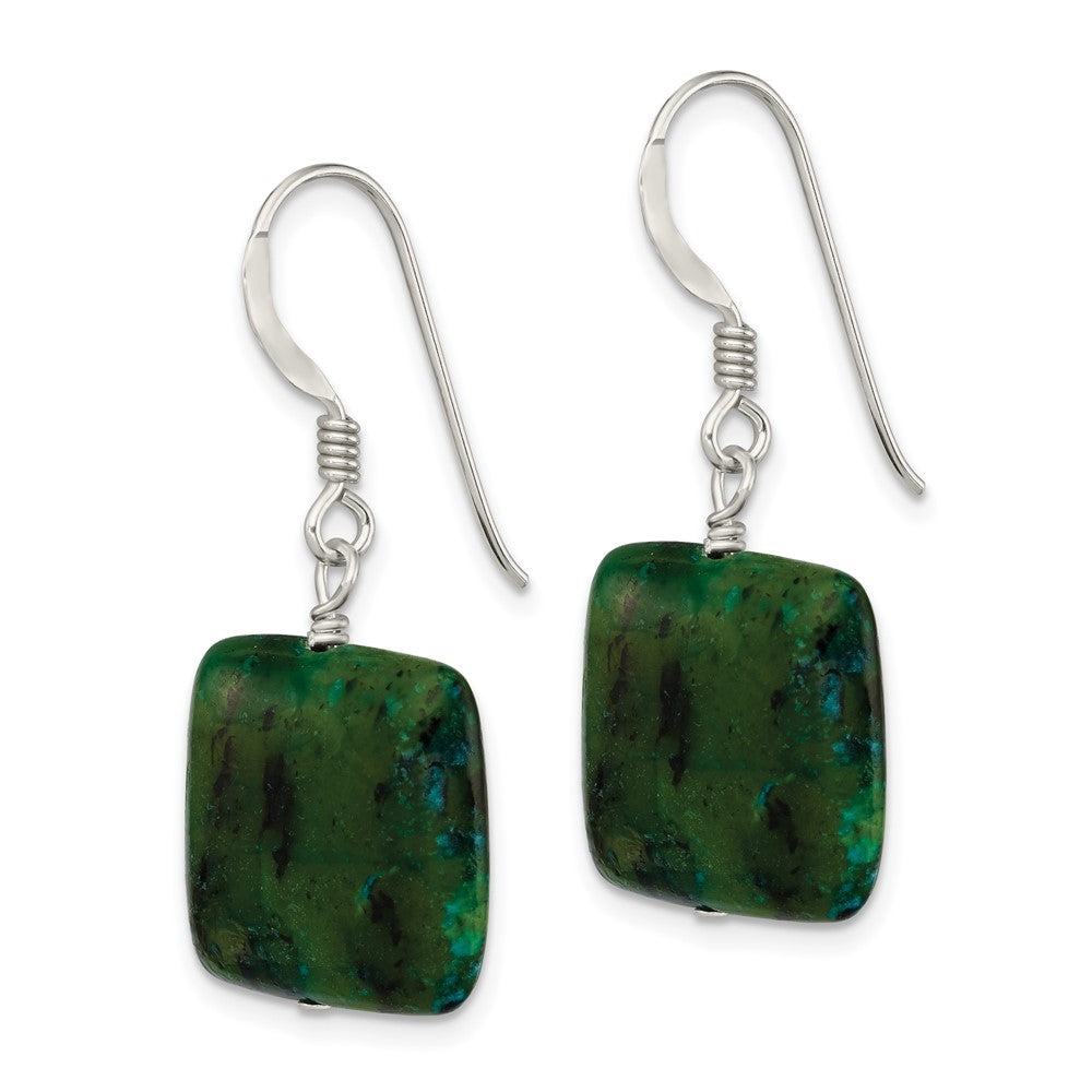 Sterling Silver Polished Chrysocolla Square Dangle Earrings