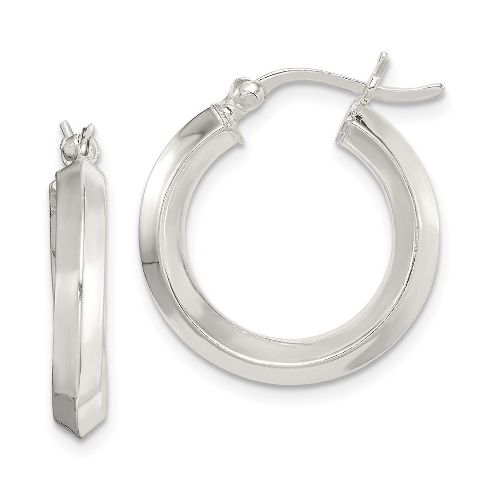 Sterling Silver Polished 3x20mm Knife Edge Round Hoop Earrings