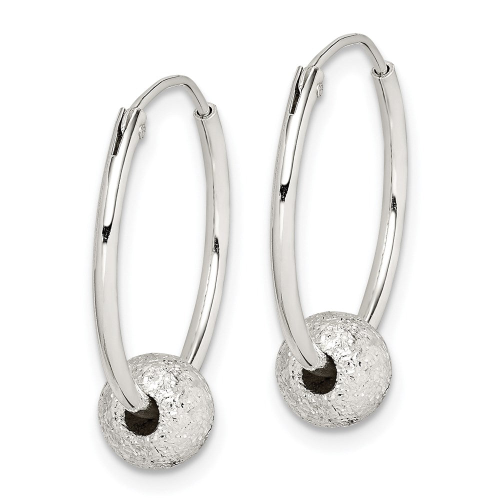 Sterling Silver Laser Bead Endless Hoop Earrings