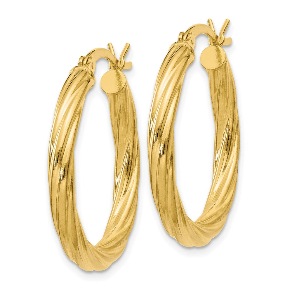 Sterling Silver Gold Flash Plated Twisted 3.5x25mm Hoop Earrings