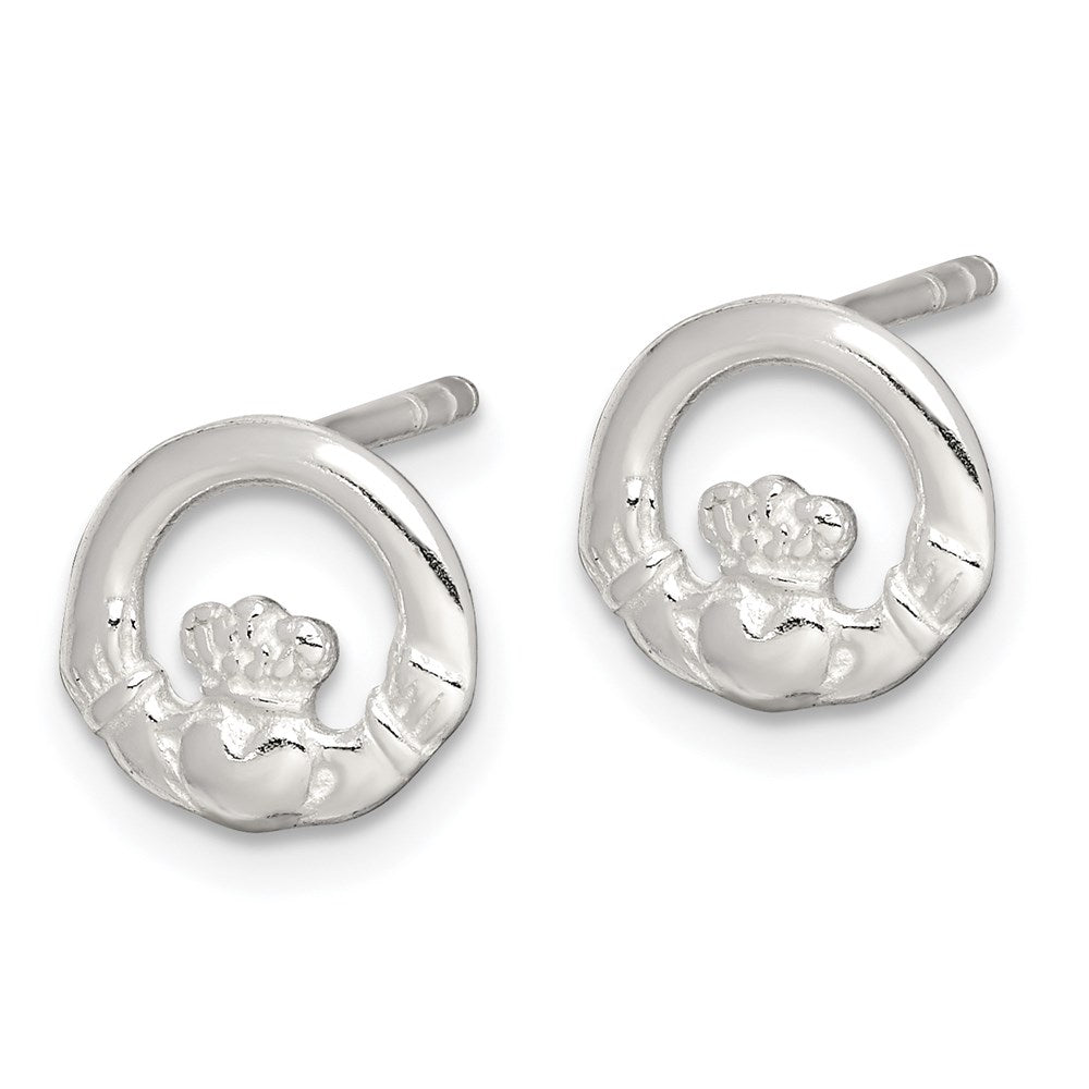 Sterling Silver Polished Claddagh Post Earrings