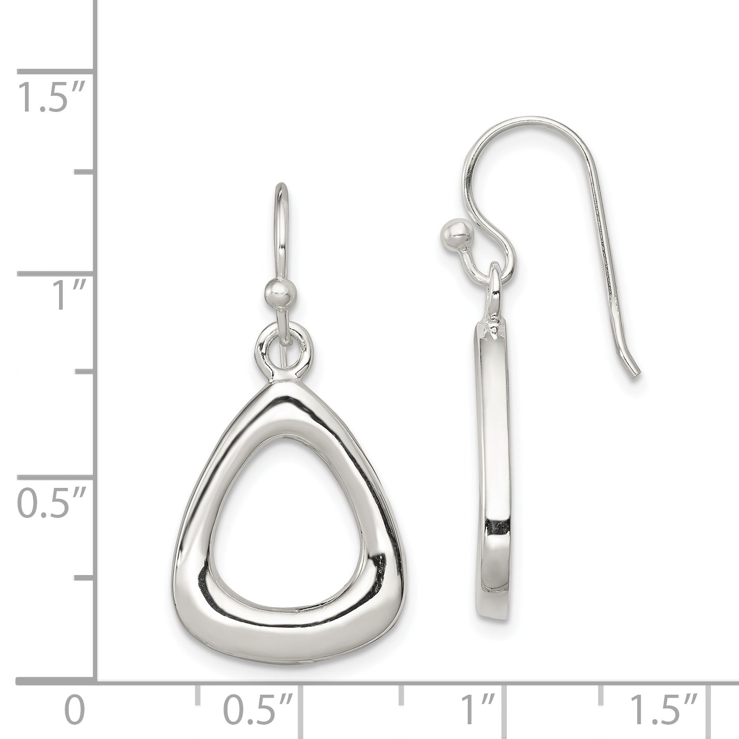 Sterling Silver Polished Triangular Shaped Dangle Earrings QE7378