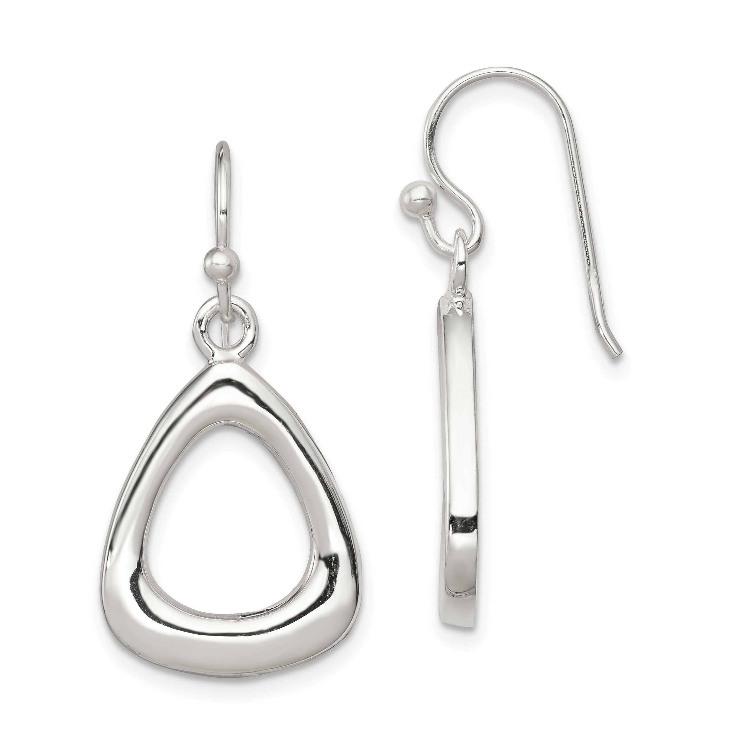 Sterling Silver Polished Triangular Shaped Dangle Earrings QE7378