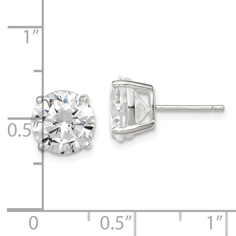 Sterling Silver 9mm Round Basket Set CZ Stud Earrings