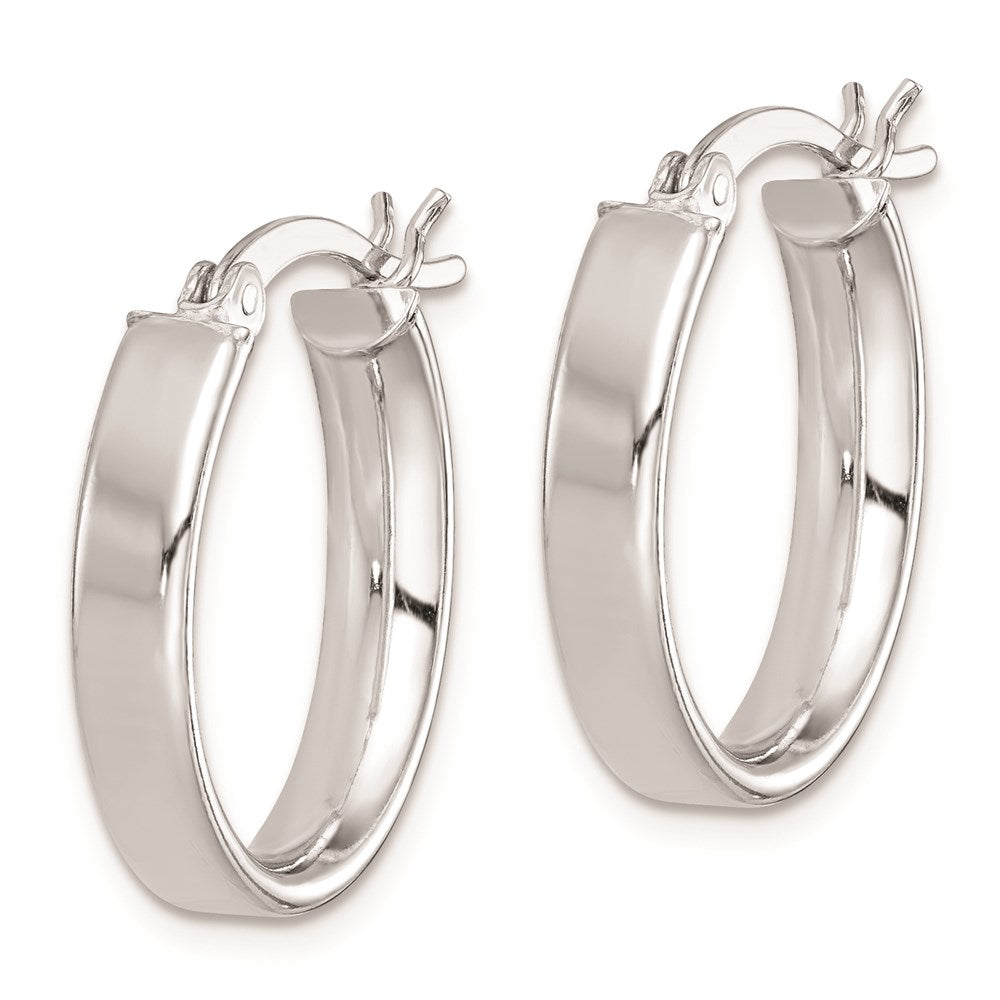 Sterling Silver Rhodium-plated Polished 5mm Oval Hoop Earrings