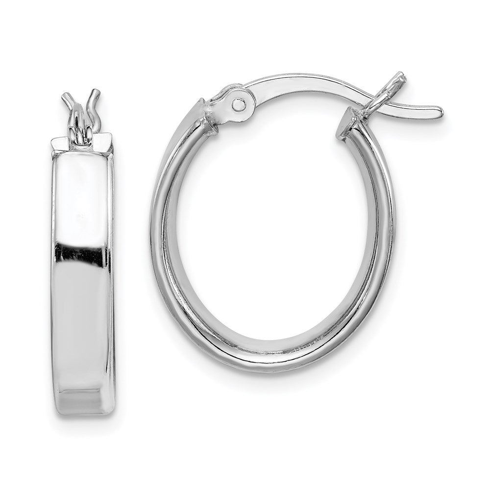 Sterling Silver Rhodium-plated Polished 5mm Oval Hoop Earrings