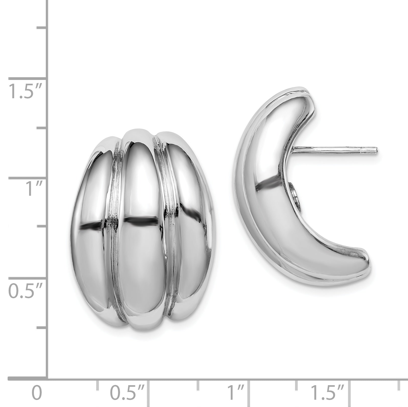 Sterling Silver Polished Rhodium Plated Hollow Post Earrings QE8306