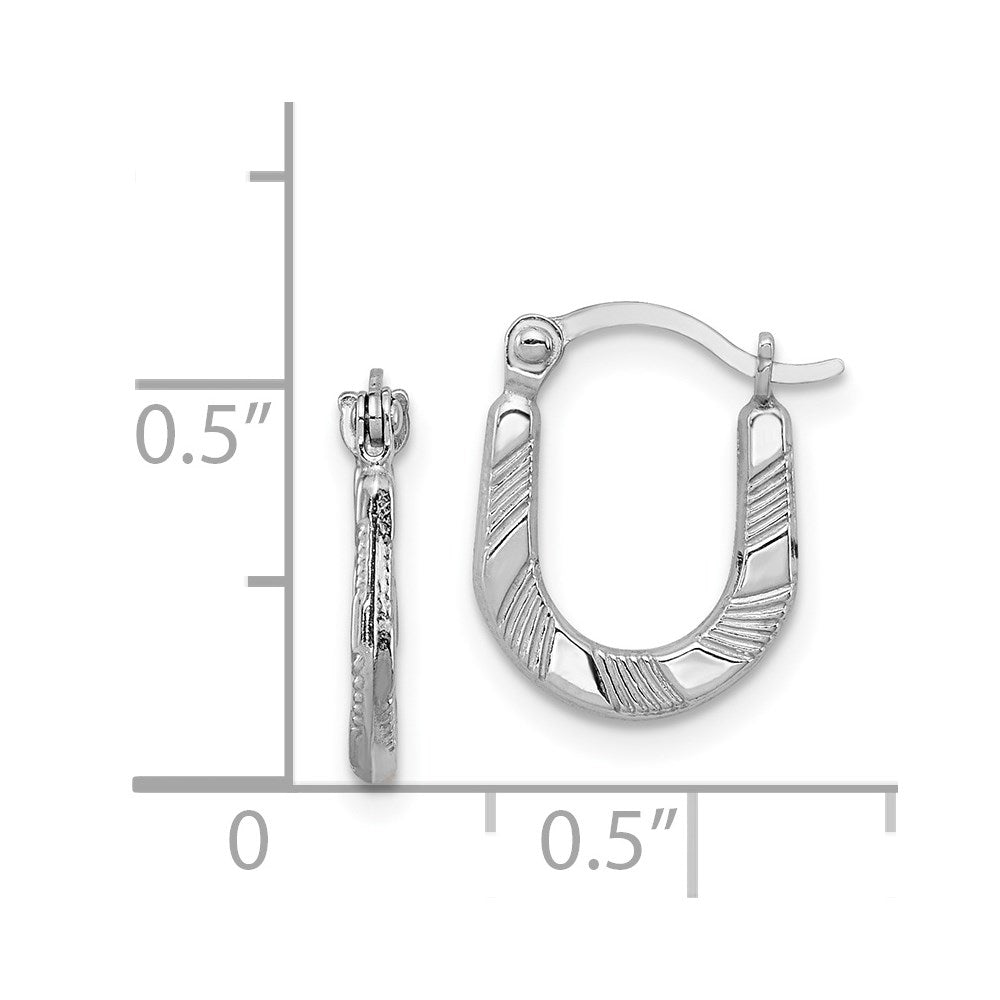 Sterling Silver Rhodium-plated Diamond-cut Hoop Earrings