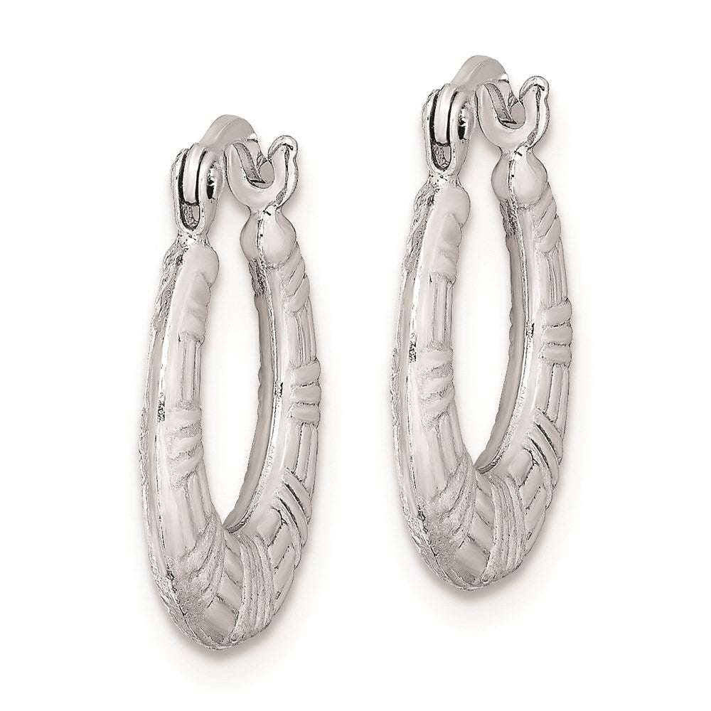 Sterling Silver Rhodium-plated Patterned Hoop Earrings