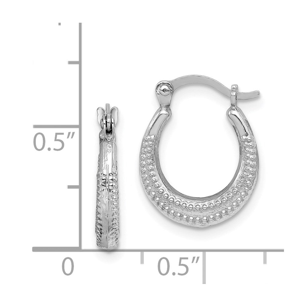 Sterling Silver Rhodium-plated Textured Hollow Hoop Earrings