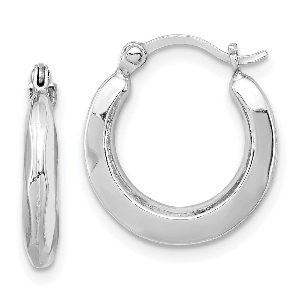 Sterling Silver Rhodium Plated Hollow Hoop Earrings