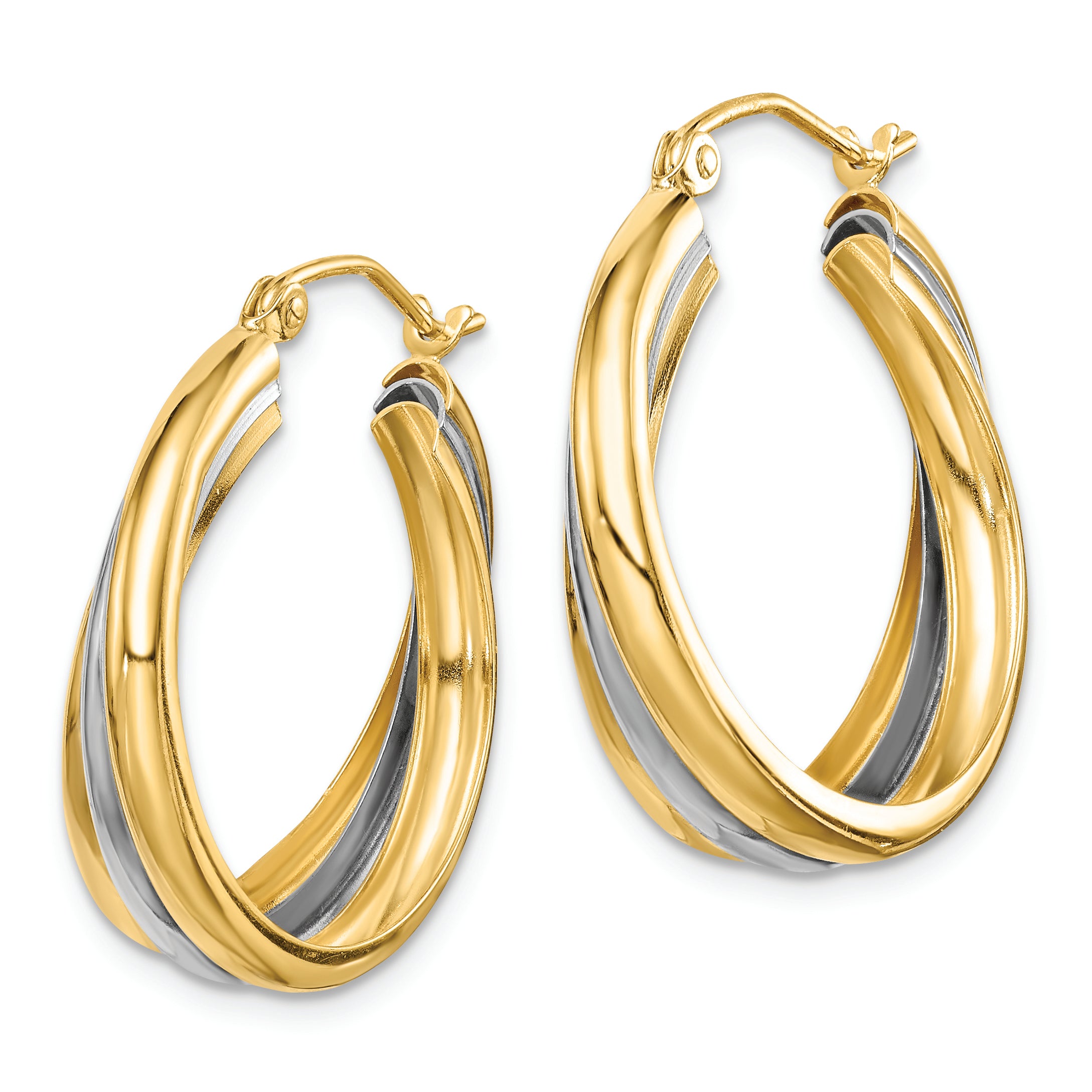 Sterling Silver Rhodium-plated & Vermeil Hoop Earrings QE8440