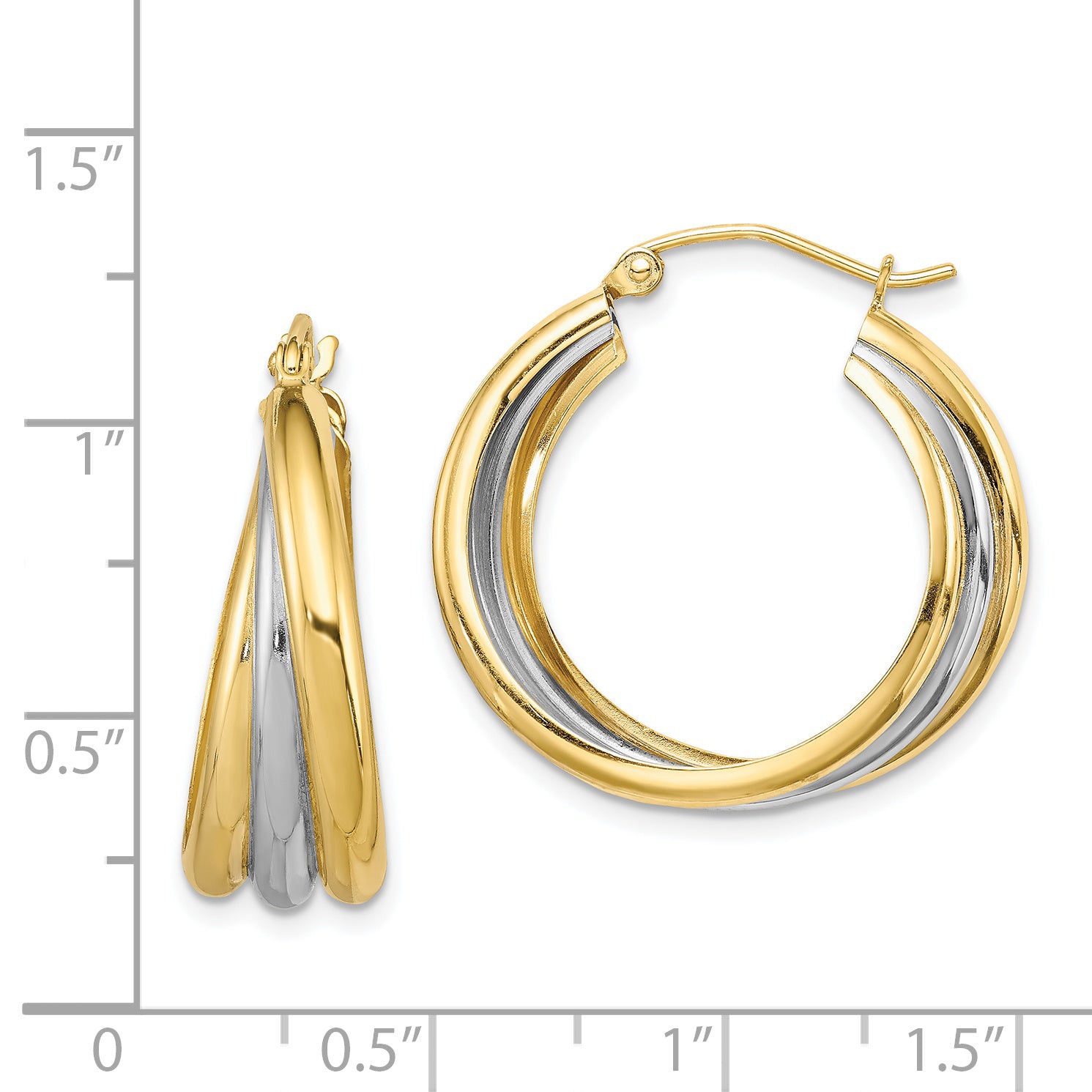 Sterling Silver Rhodium-plated & Vermeil Hoop Earrings QE8440