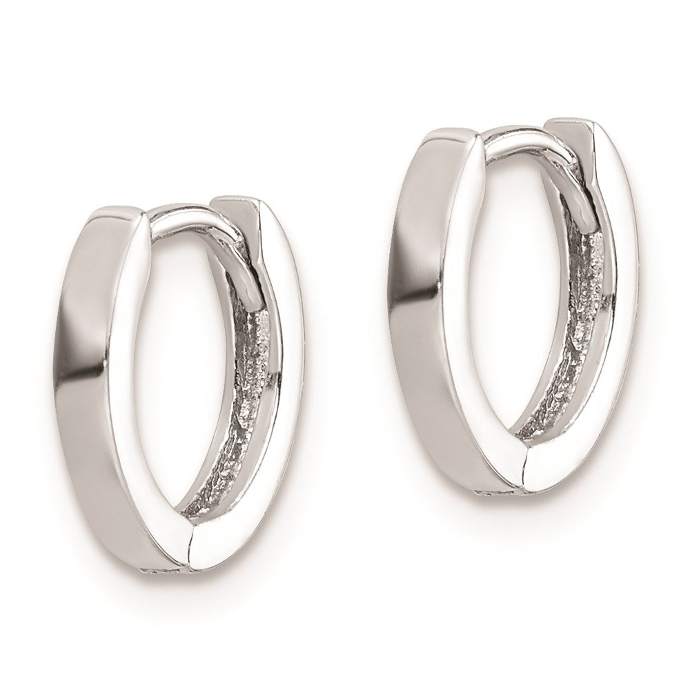 Sterling Silver Rhodium Polished Hinged Hoop Earrings