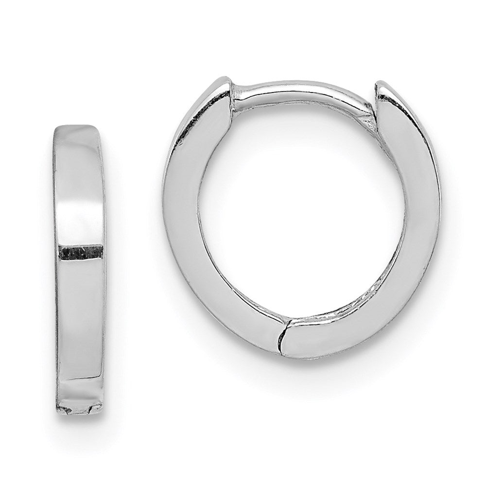 Sterling Silver Rhodium Polished Hinged Hoop Earrings