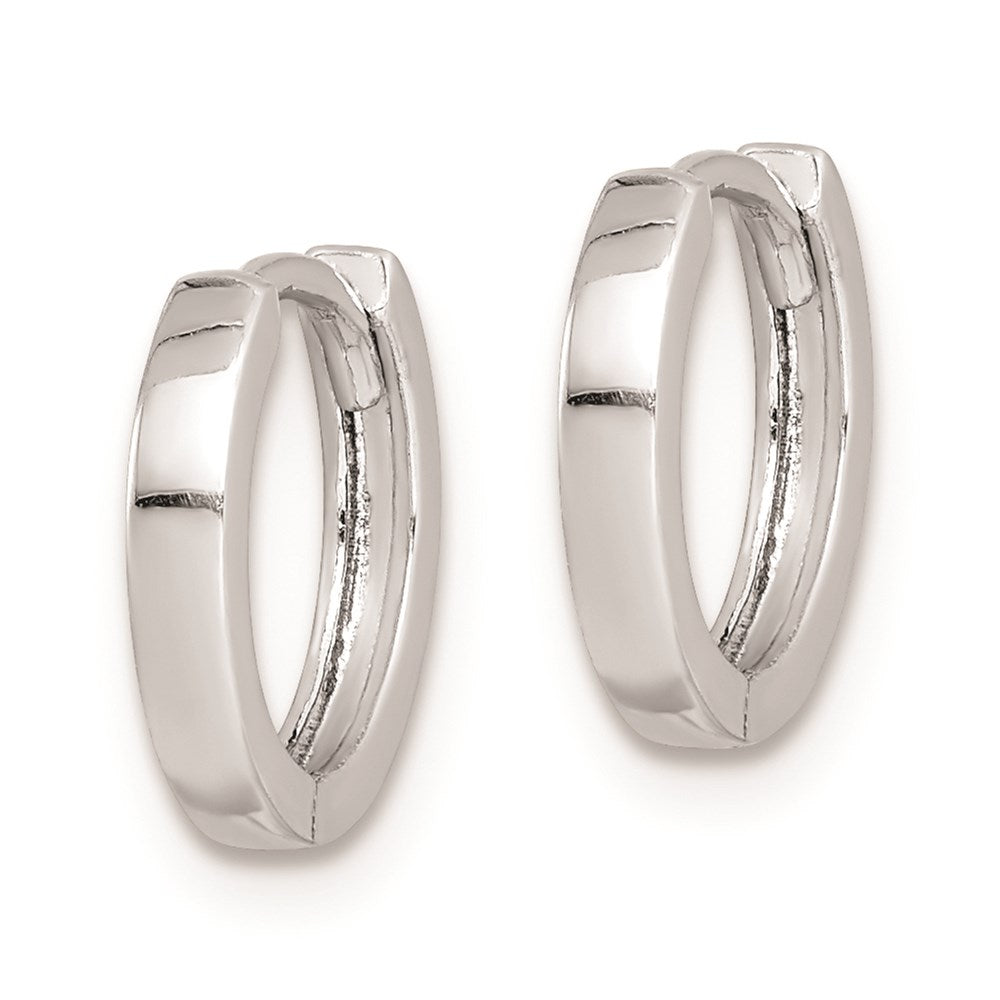 Sterling Silver Rhodium Polished Hinged Hoop Earrings