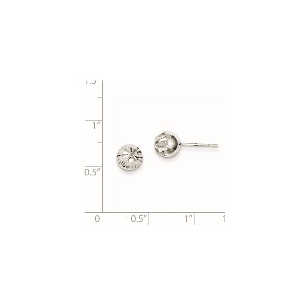 Sterling Silver Rhodium Plated 7mm Diamond Cut Post Earrings