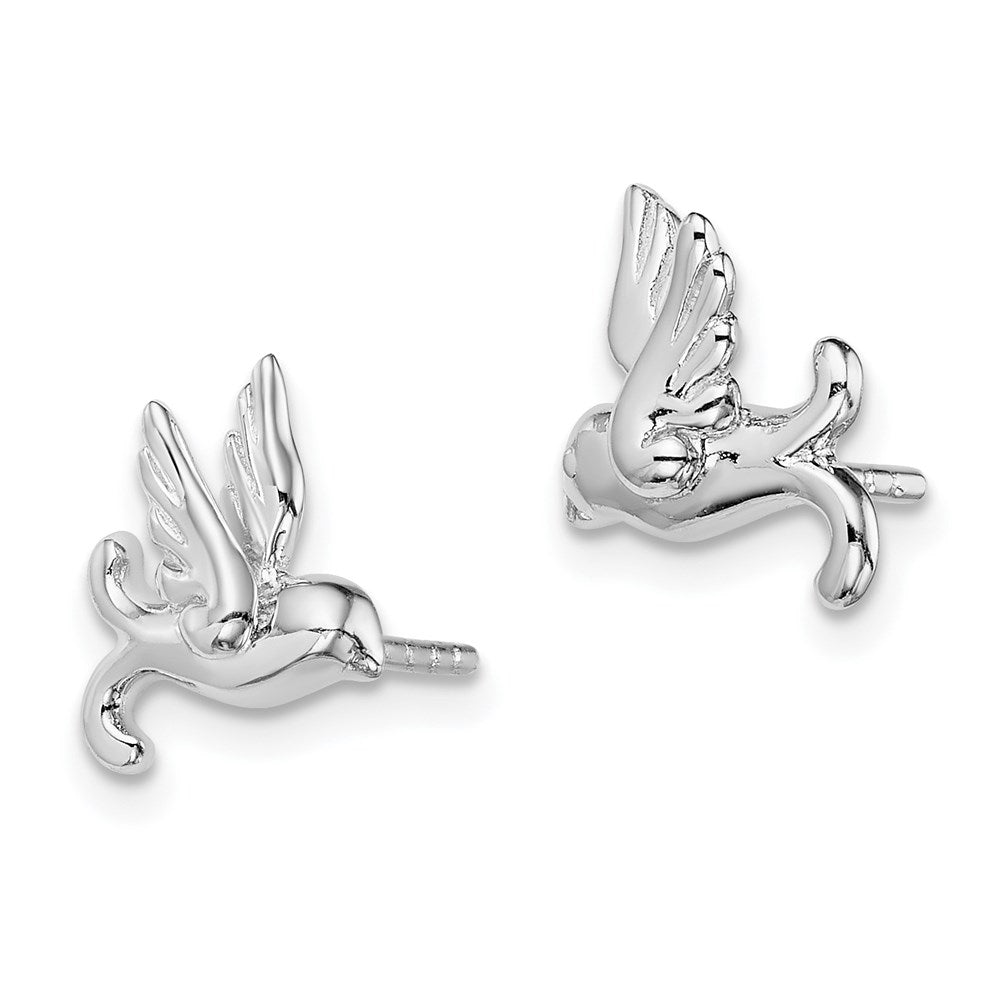 Sterling Silver Rhodium Plated Bird Post Earrings