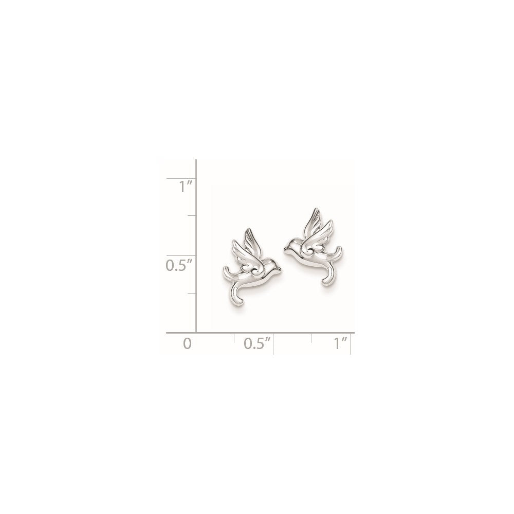 Sterling Silver Rhodium Plated Bird Post Earrings