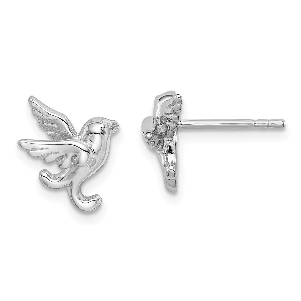 Sterling Silver Rhodium Plated Bird Post Earrings