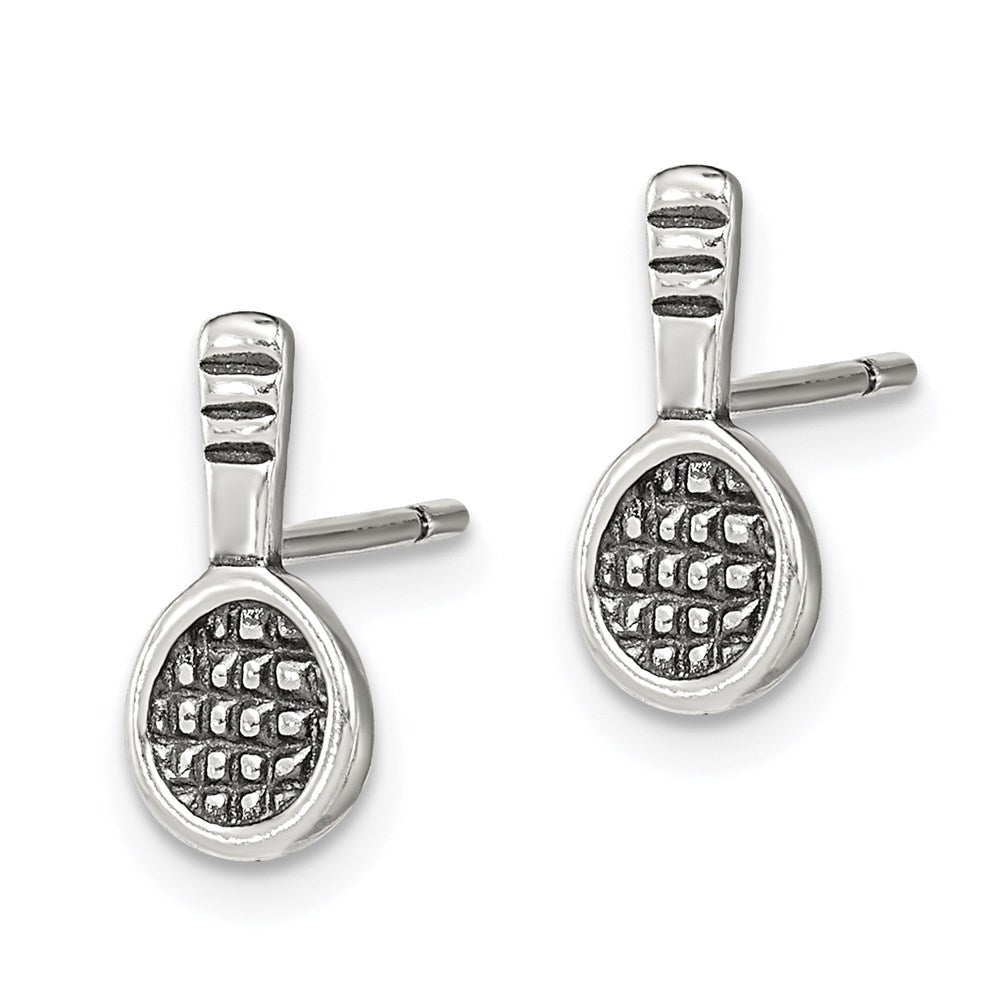 Sterling Silver Antique Tennis Racquet Post Earrings