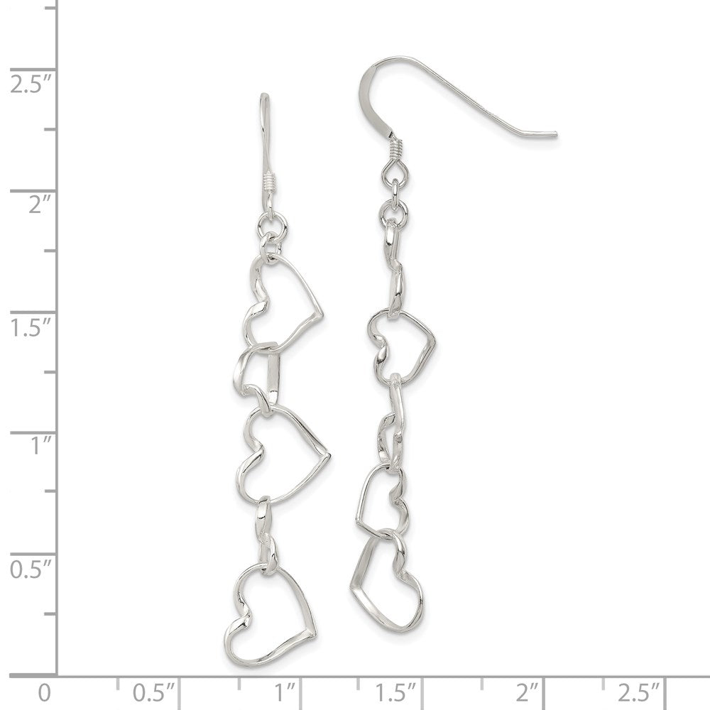 Sterling Silver Heart Dangle Shepherd Hook Earrings