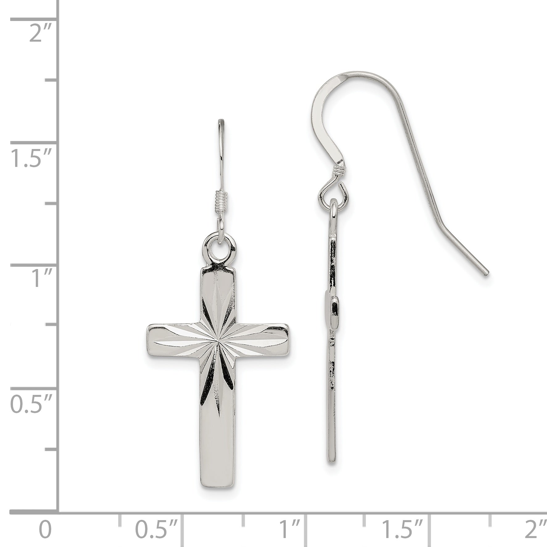 Sterling Silver Cross Shepherd Hook Earrings QE8819