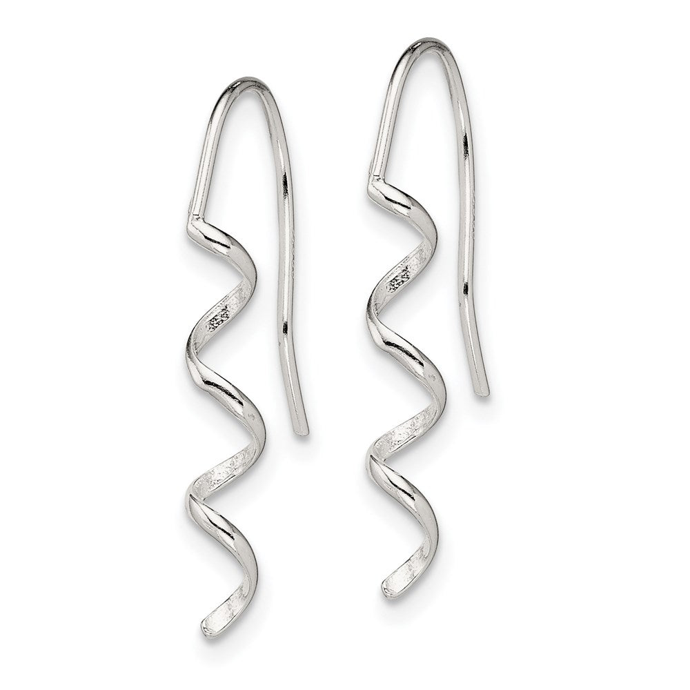 Sterling Silver Polished & Textured Spiral Dangle Earrings