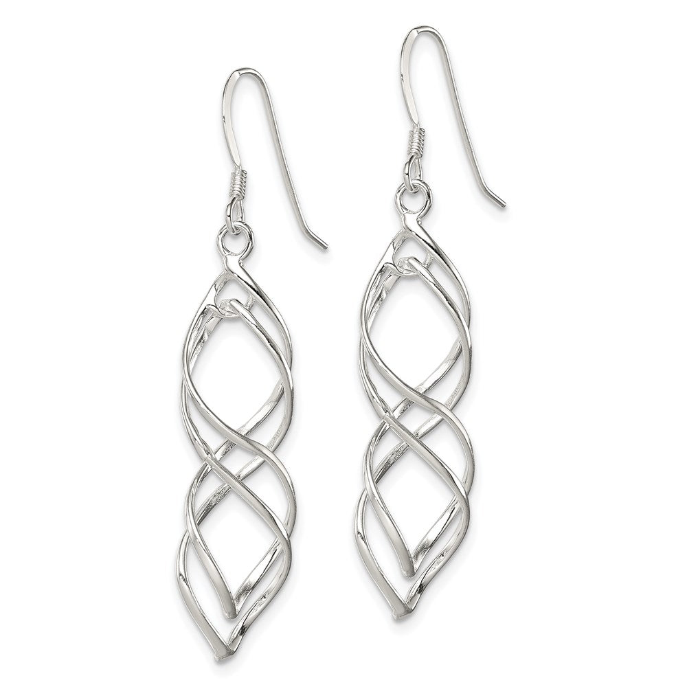 Sterling Silver Polished & Twisted Intertwined Dangle Earrings