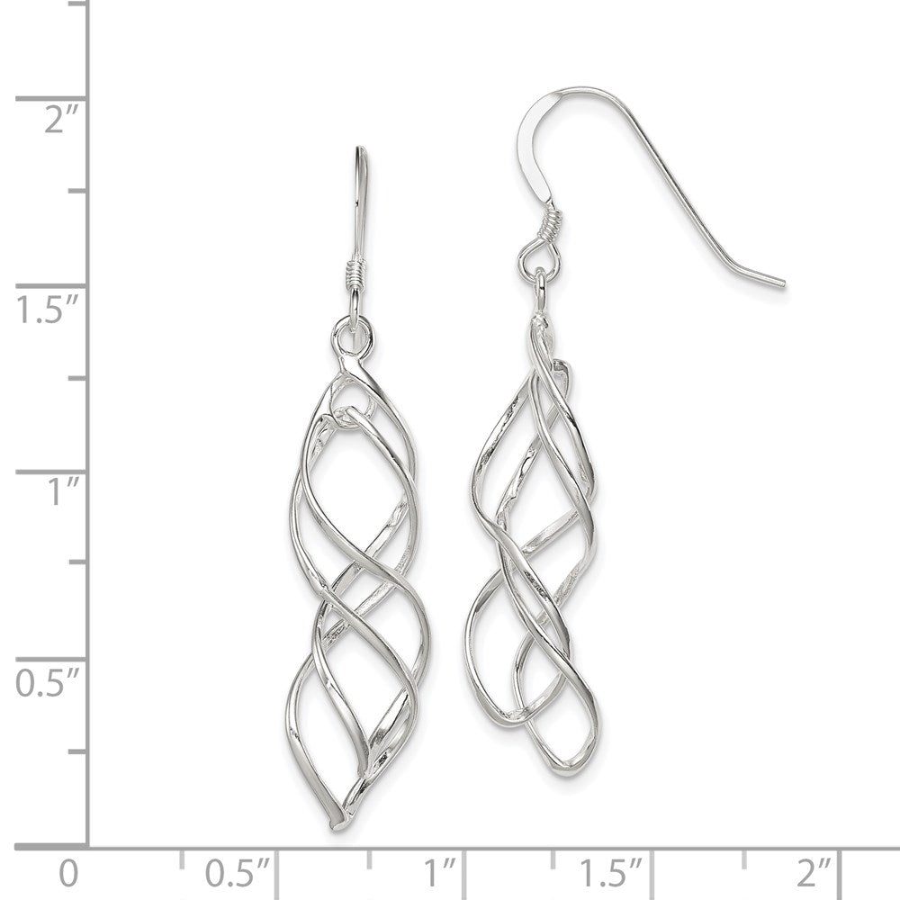 Sterling Silver Polished & Twisted Intertwined Dangle Earrings