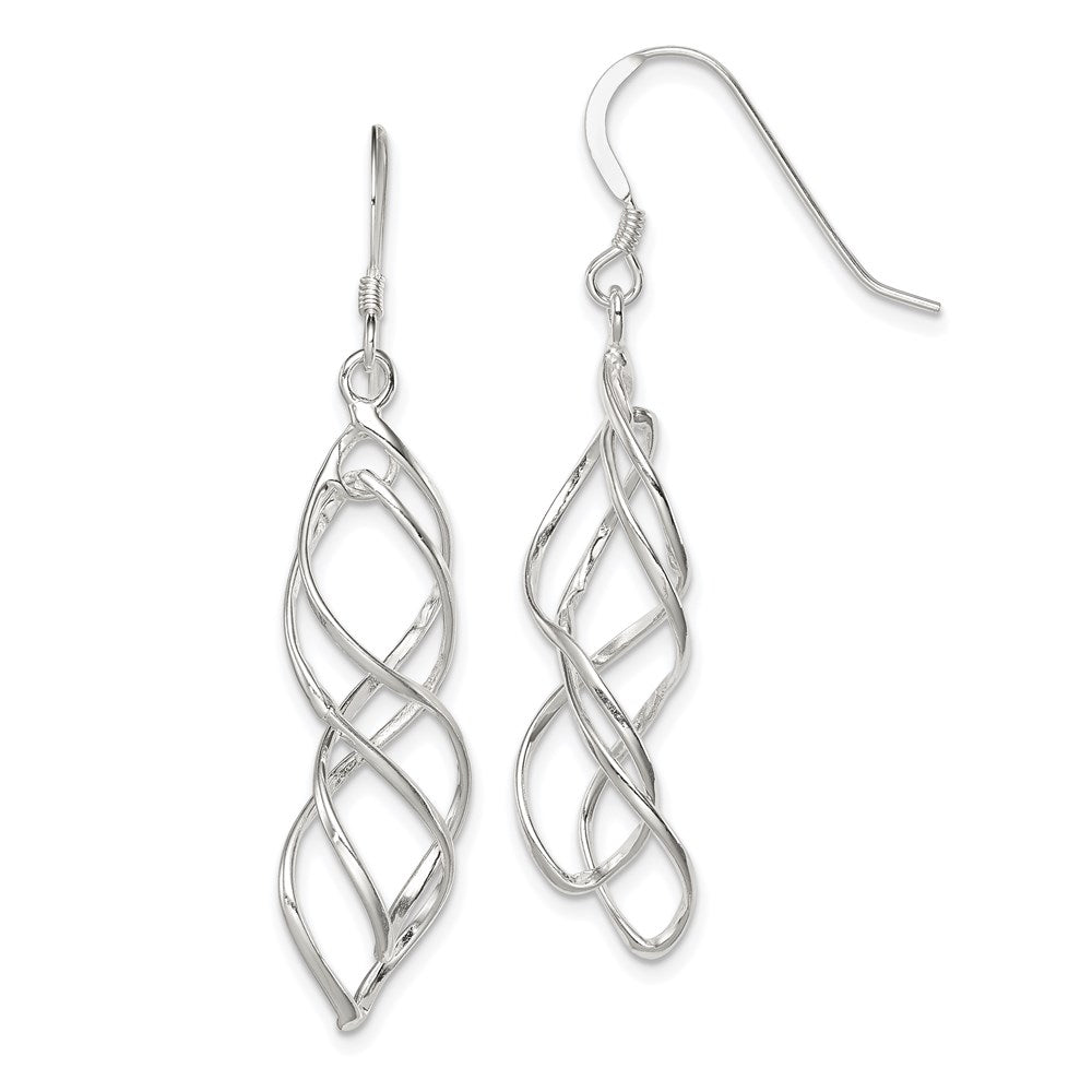 Sterling Silver Polished & Twisted Intertwined Dangle Earrings