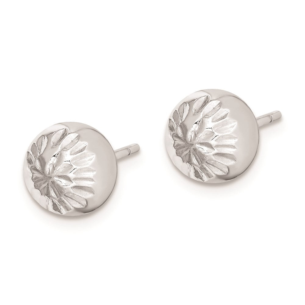 Sterling Silver Rhod-plated Diamond Cut 8mm Ball Post Earrings