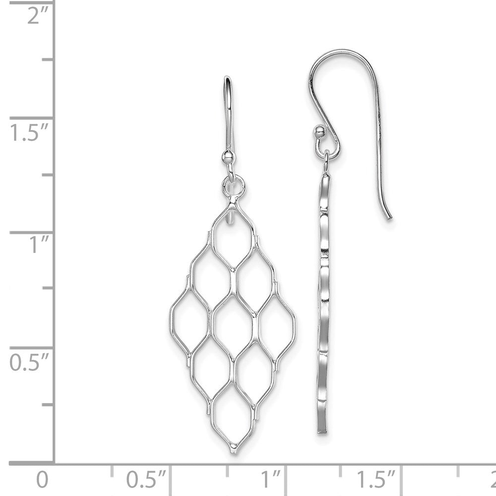 Sterling Silver Rhodium-plated Polished Honeycomb Dangle Earrings