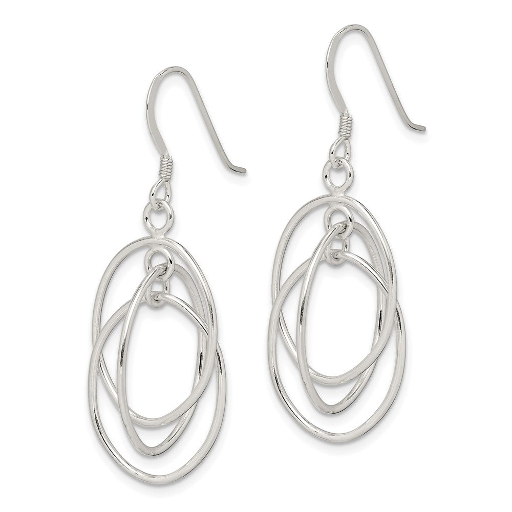 Sterling Silver Polished Triple Oval Dangle Earrings