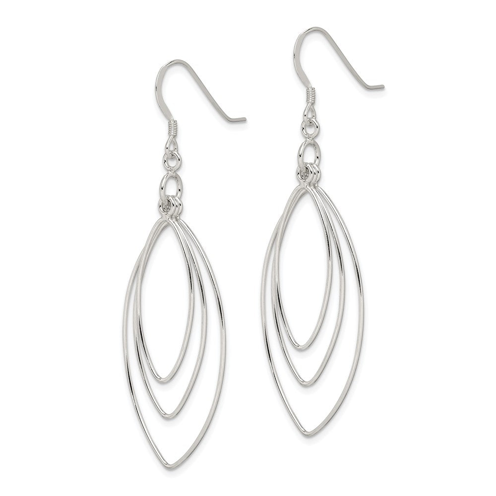 Sterling Silver Polished Fancy Triple Marquise Shape Dangle Earrings