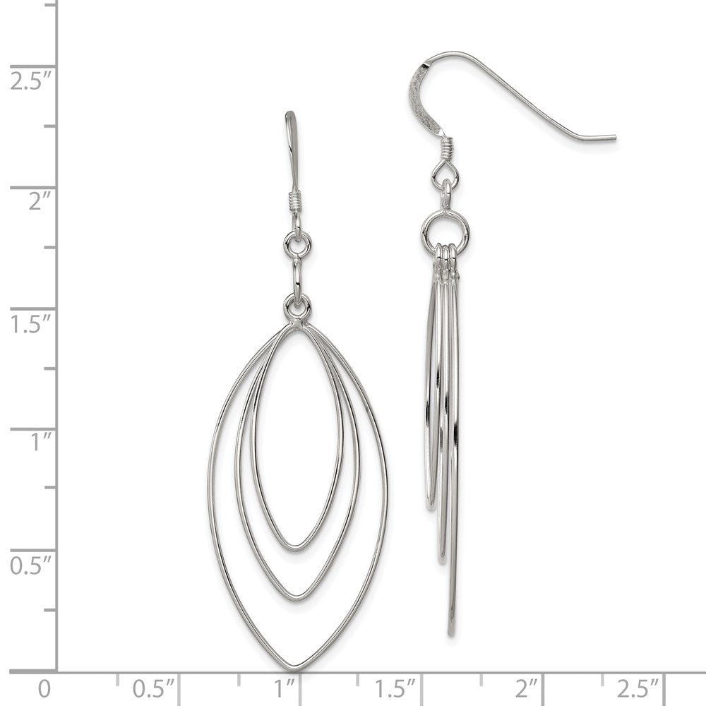 Sterling Silver Polished Fancy Triple Marquise Shape Dangle Earrings