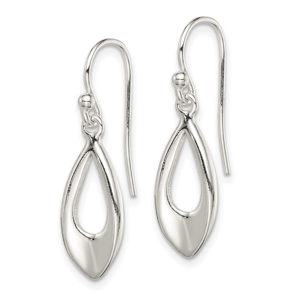 Sterling Silver Polished Teardrop Dangle Shepherd Hook Earrings