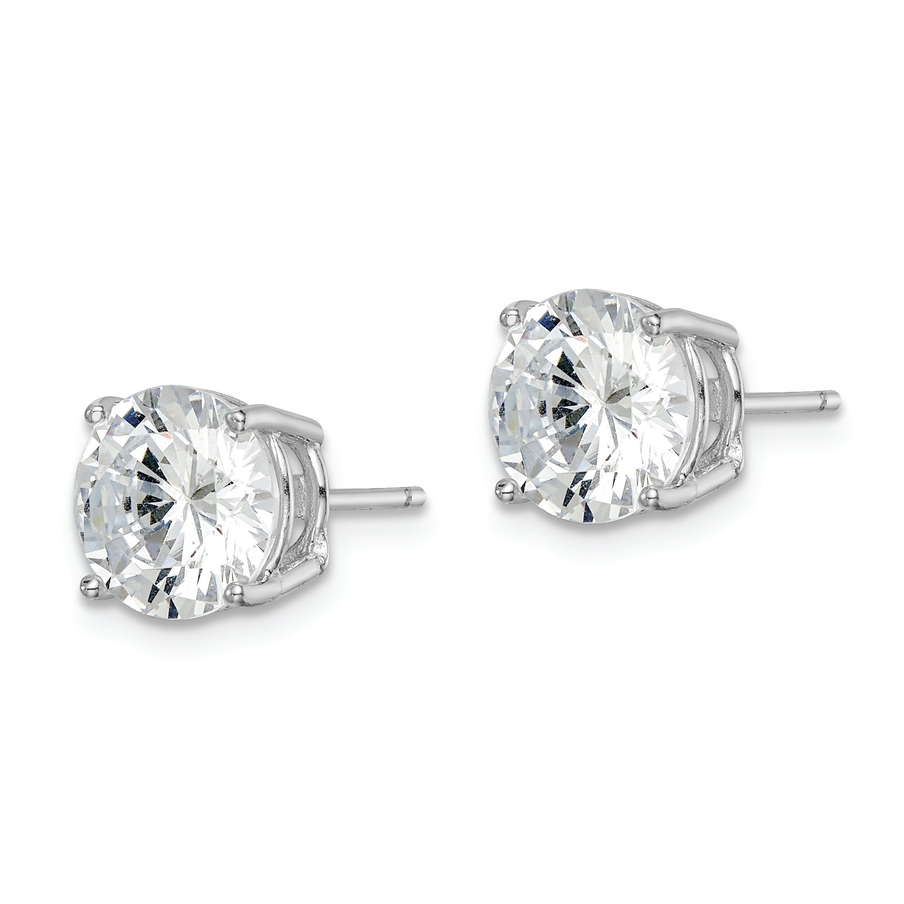 Sterling Silver Rhodium-plated Round CZ 8mm Post Earrings QE9098