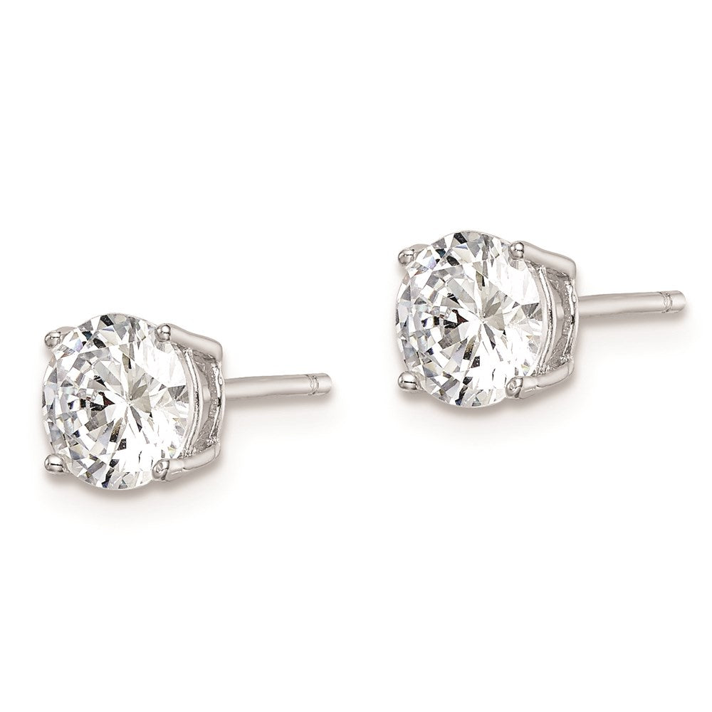 Sterling Silver Rhodium-plated Polished Round 6mm CZ Stud Earrings