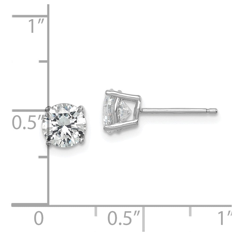 Sterling Silver Rhodium-plated Polished Round 6mm CZ Stud Earrings