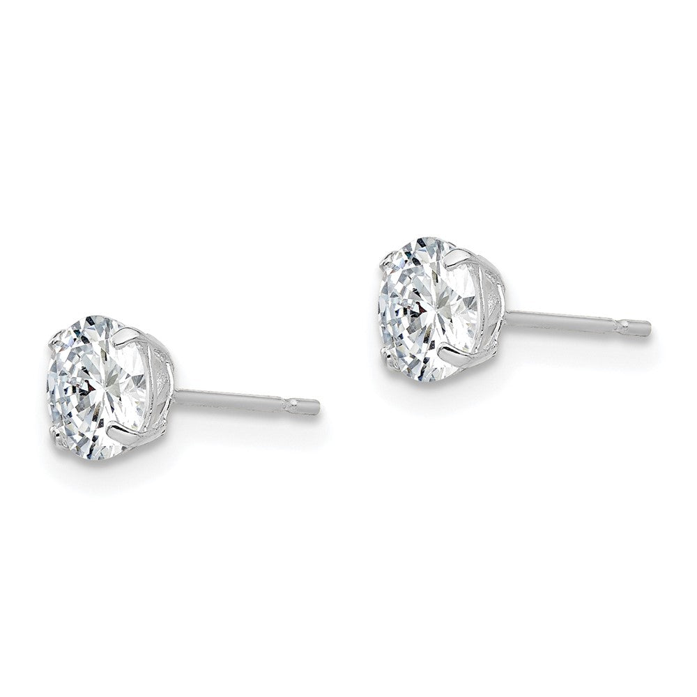 Sterling Silver Rhodium-plated Polished Round 5mm CZ Stud Earrings